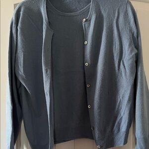 Blue Cardigan Sweater Set